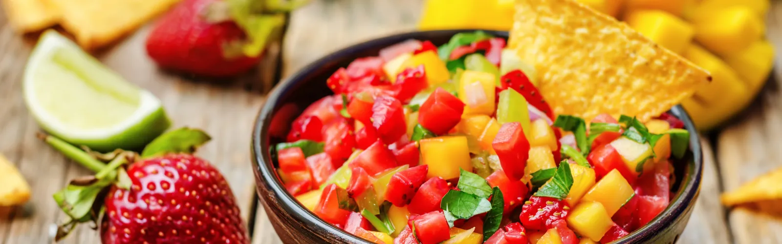 a bowl of strawberry salsa