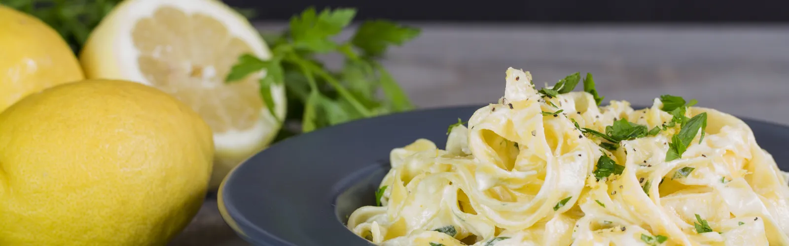 lemon herb pasta on a table